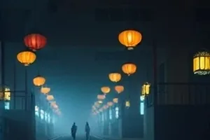 素纸灰调的放映厅场景，一束光落在旧式银幕上